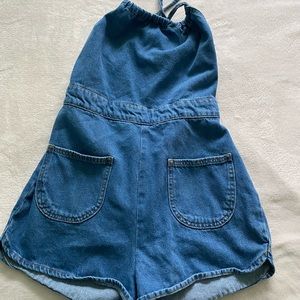 Jean romper with front pockets
